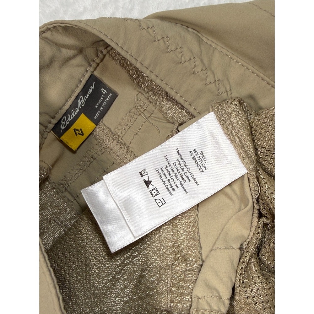 Eddie Bauer Travex Horizon Cargo Capri Pants Womens 4 Khaki Tan Stretch 5524 - Picture 4 of 9